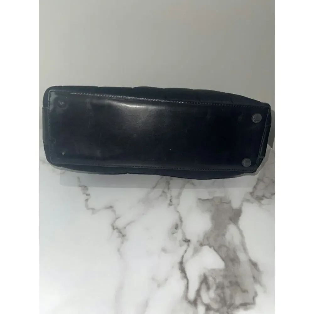 Chanel Black Fabric Quilted Handbag with Silver CC Logo